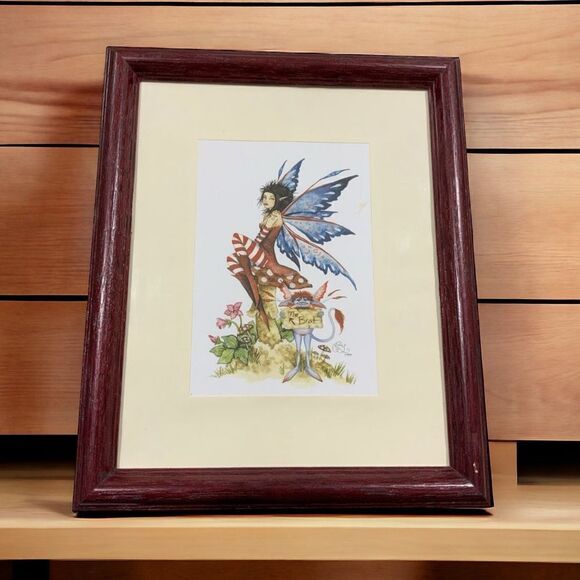AMY BROWN The Brat Fairy and Mushrooms 1999 Framed Picture - Picture 1 of 8